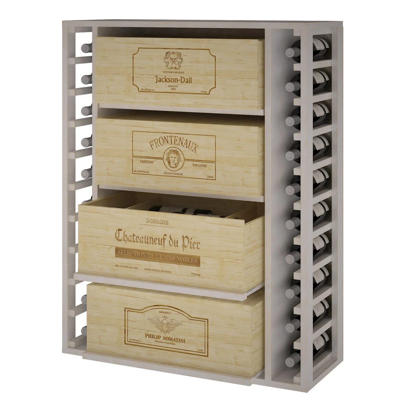 Botellero de madera de pino para 68 botellas Godello EW2542 - Image 6
