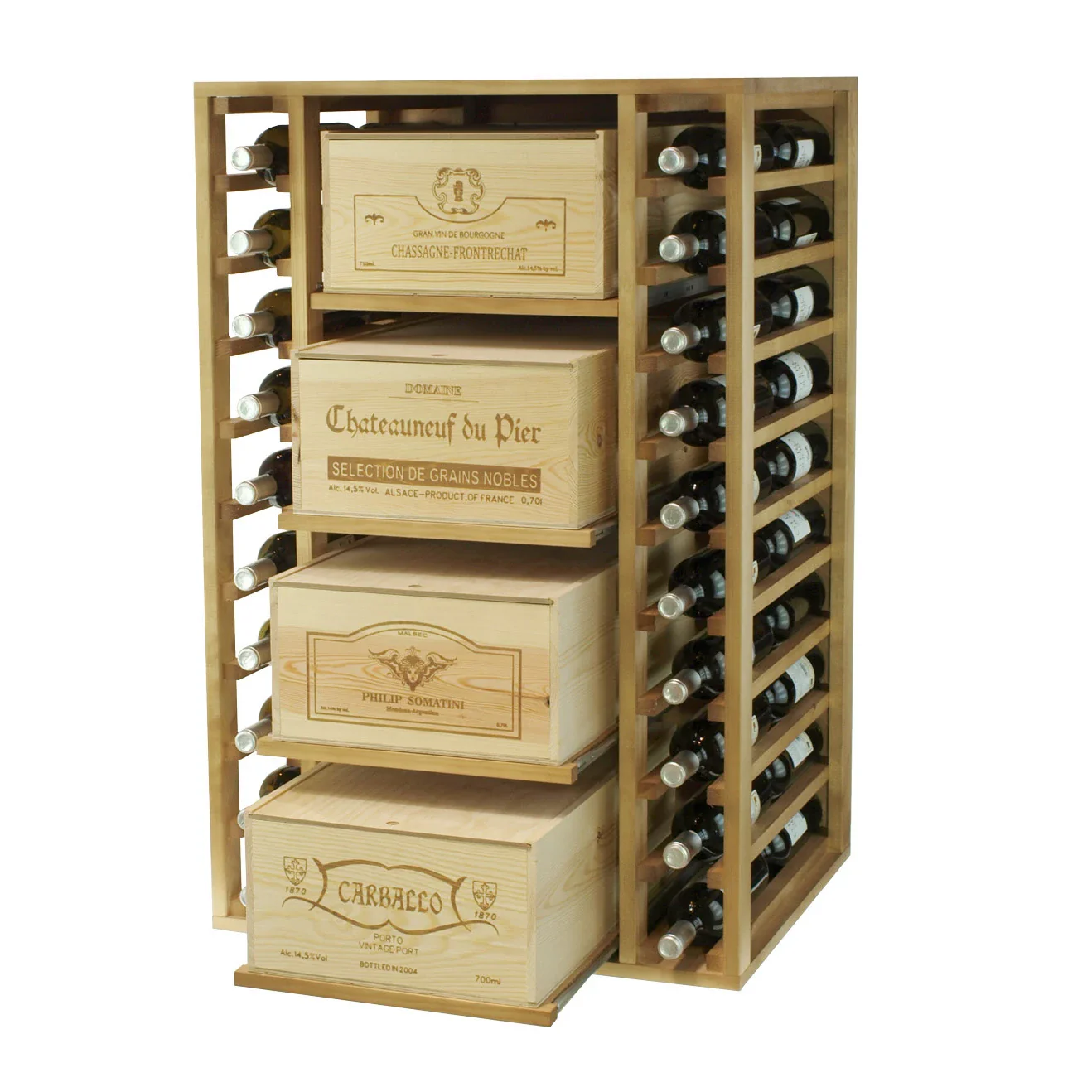 Botellero de madera de pino para 88 botellas Godello EX2546