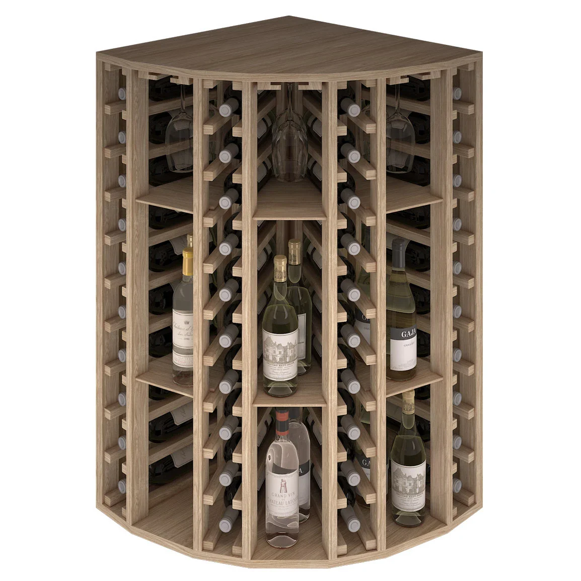 Botellero de madera de pino para rincón para 40 botellas Godello EW2035