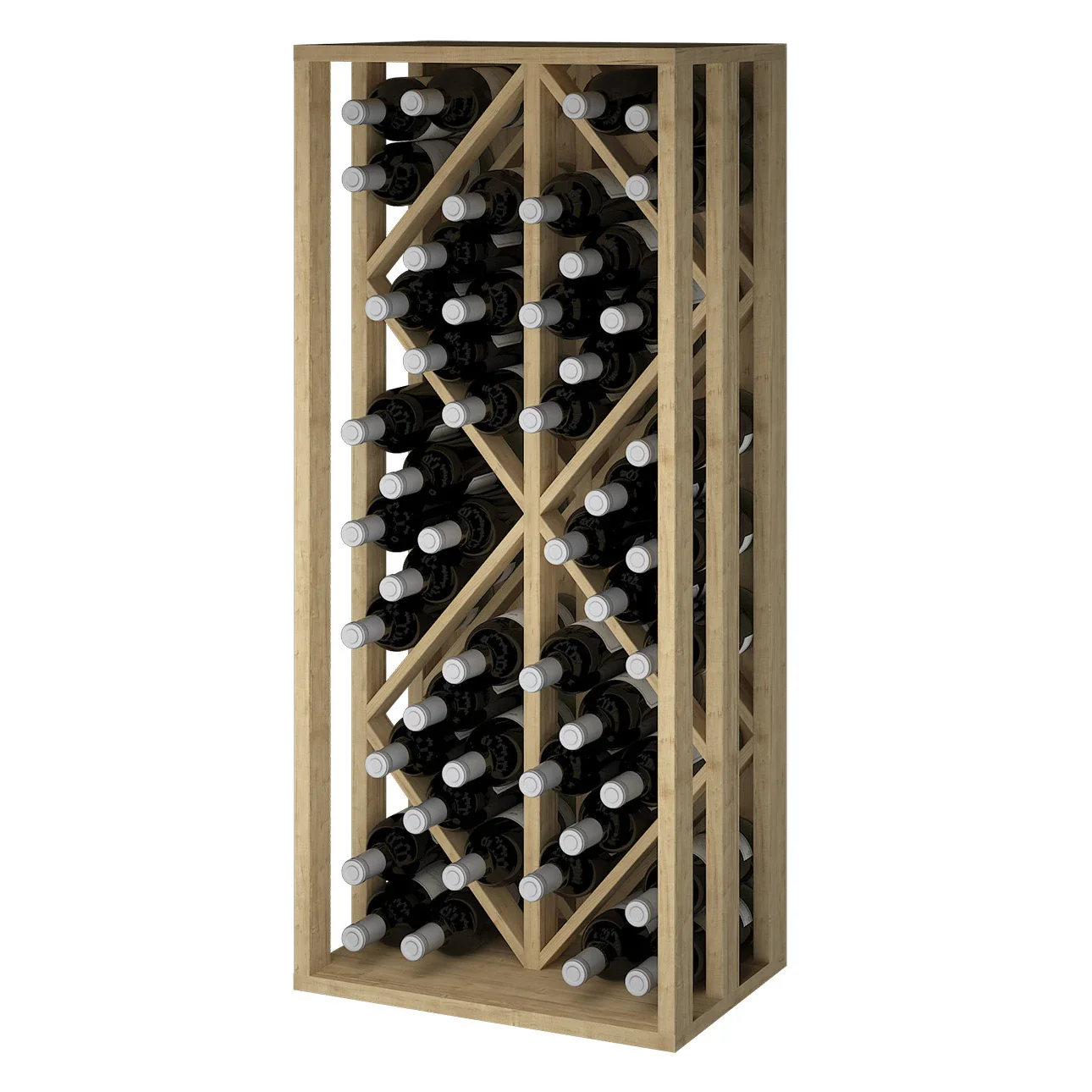 Botellero de madera de pino con rombos para 48 botellas Godello EX2532 - Image 4