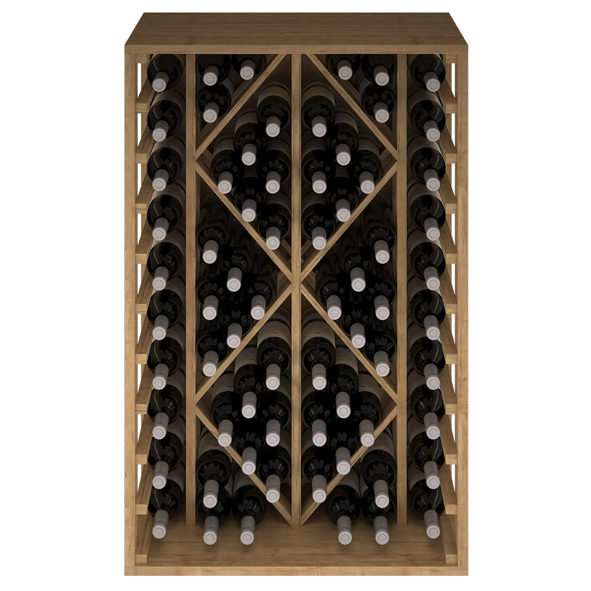 Botellero de madera de pino con rombos para 68 botellas Godello EX2530 - Image 4
