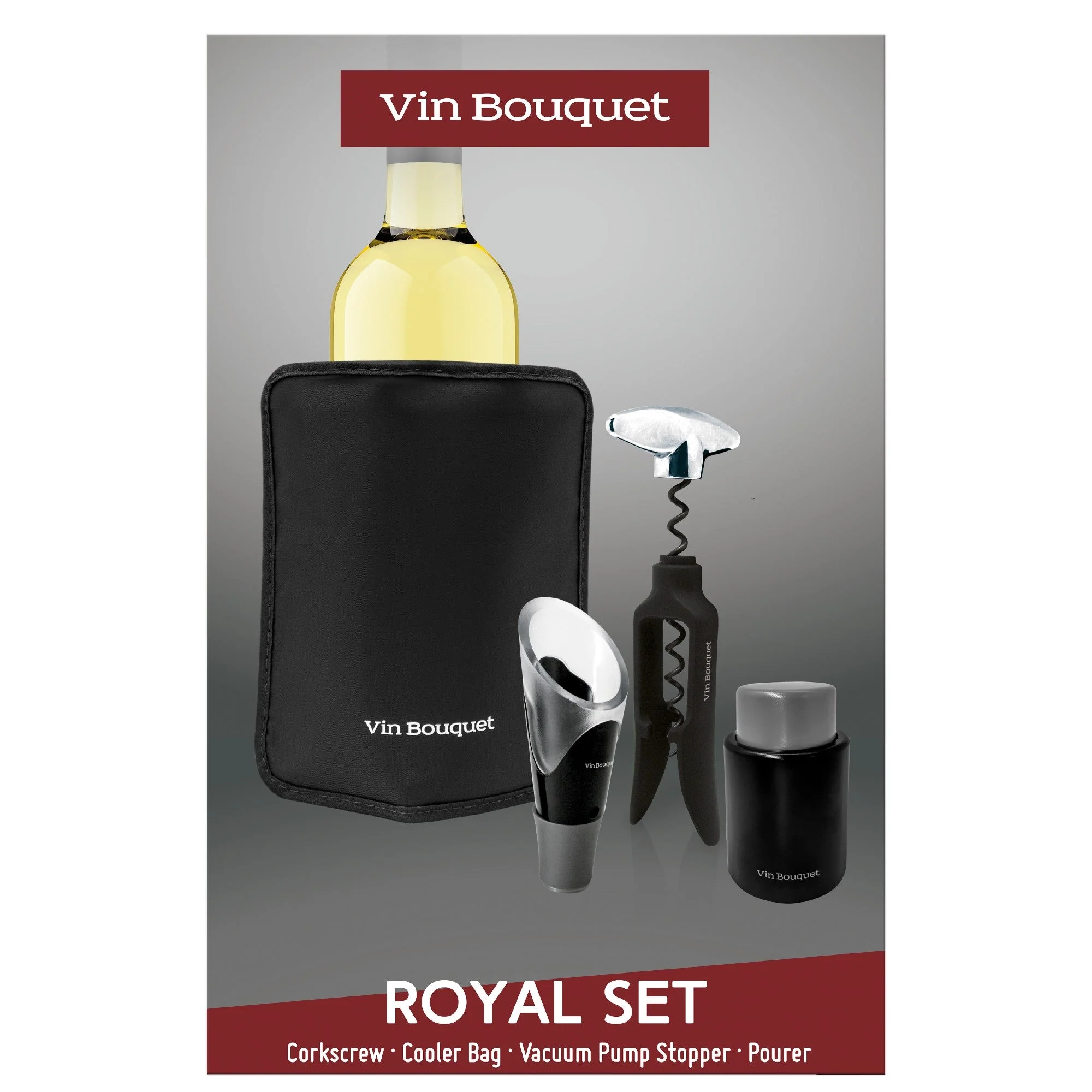 Set de Vino Royal – Sacacorchos Automático, Vertedor, Tapón de Vacío y Funda Enfriadora - Image 2