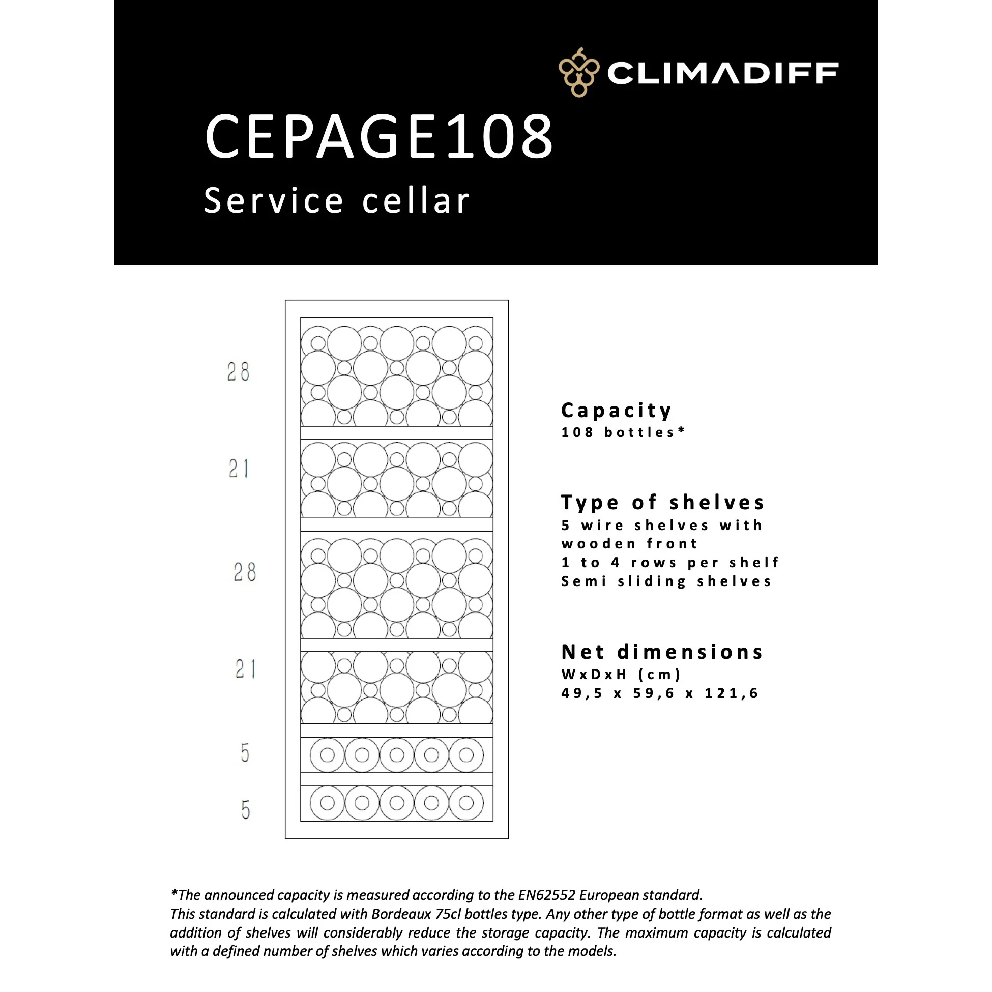 Vinoteca 108 botellas Climadiff CEPAGE108 - Image 15