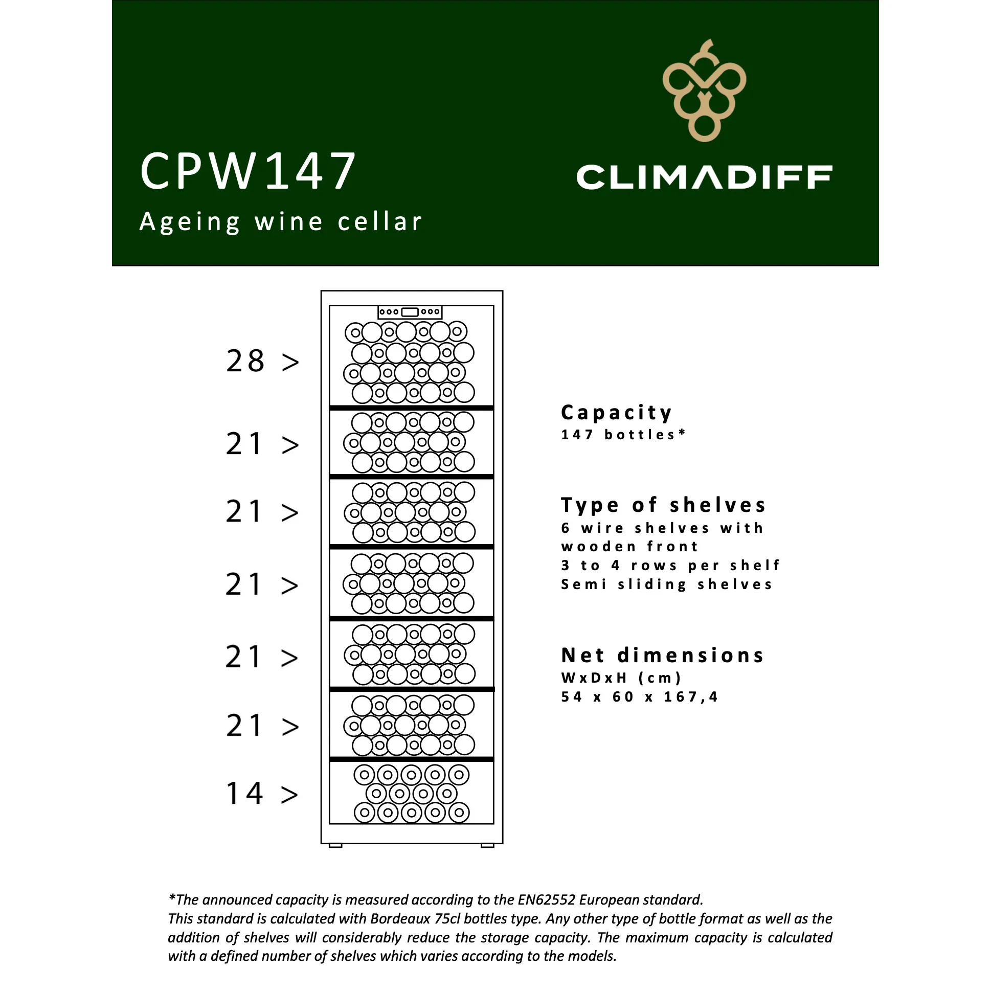 Vinoteca 147 botellas Climadiff CPW147 - Image 17
