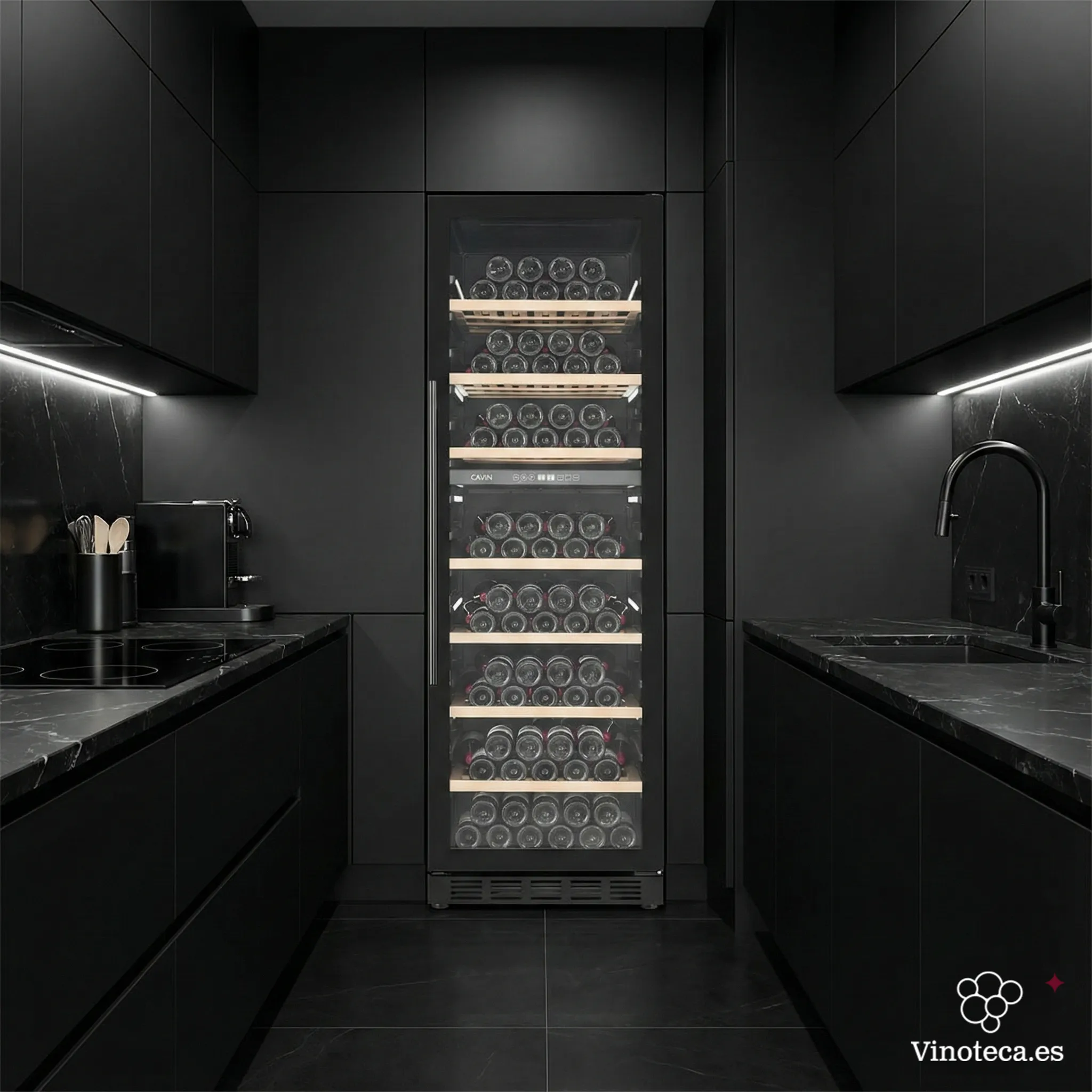 Vinoteca 151 botellas Cavin Arctic Collection 151D Fullglass black - Image 2