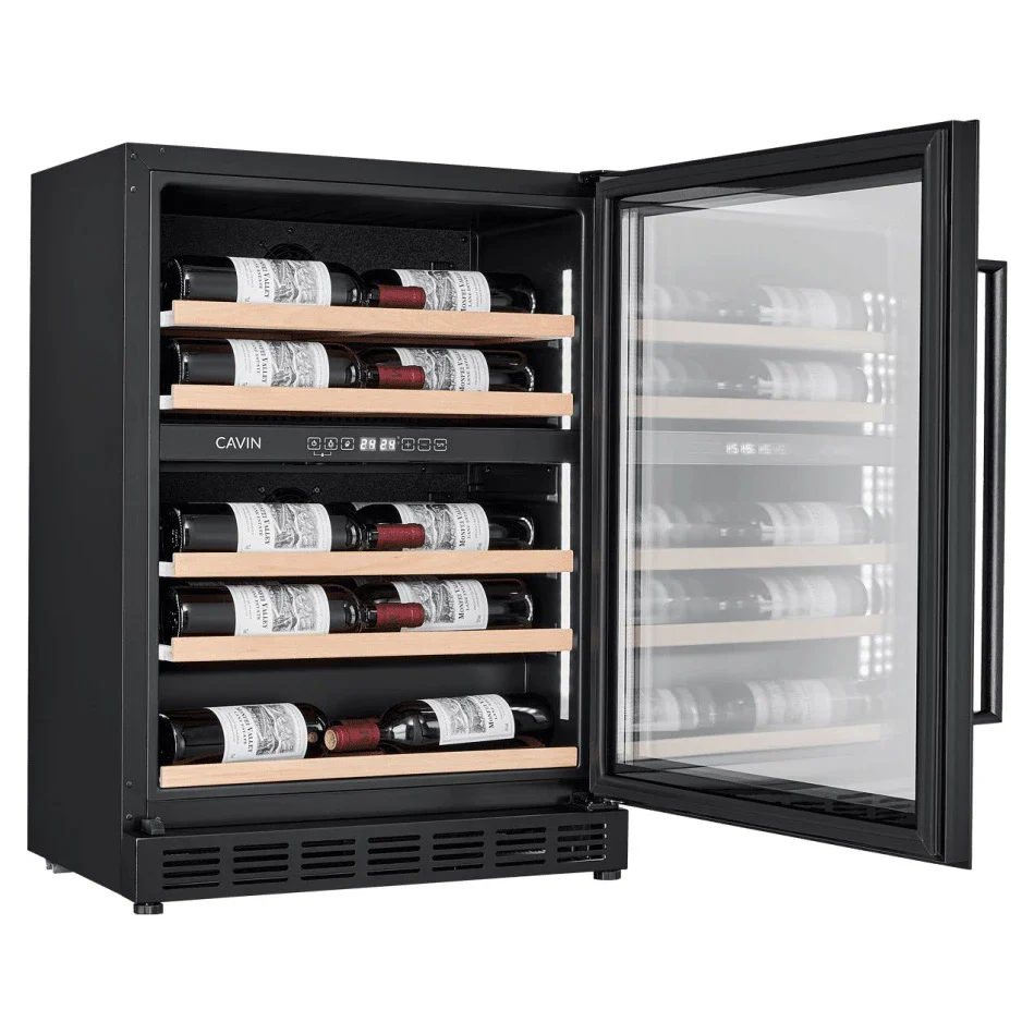 Vinoteca 18 botellas Cavin Arctic Collection 60D Shallow doble zona Full Glass Black - Image 3