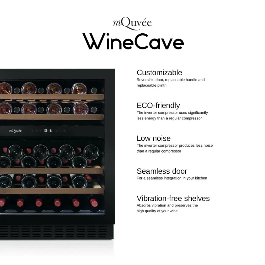 Vinoteca 34 botellas mQuvée WineCave 780 40D Anthracite Black doble zona - Image 4