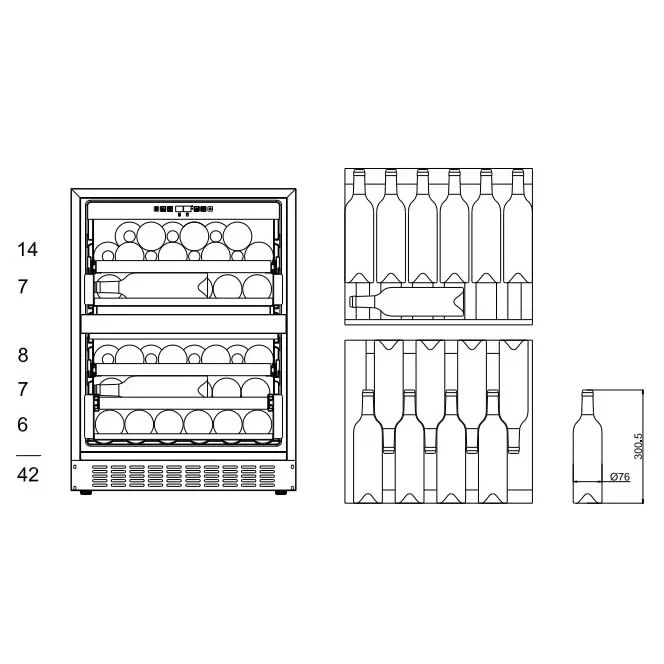 Vinoteca 45 botellas mQuvée WineCave 60DD doble zona Fullglasss Black - Image 8