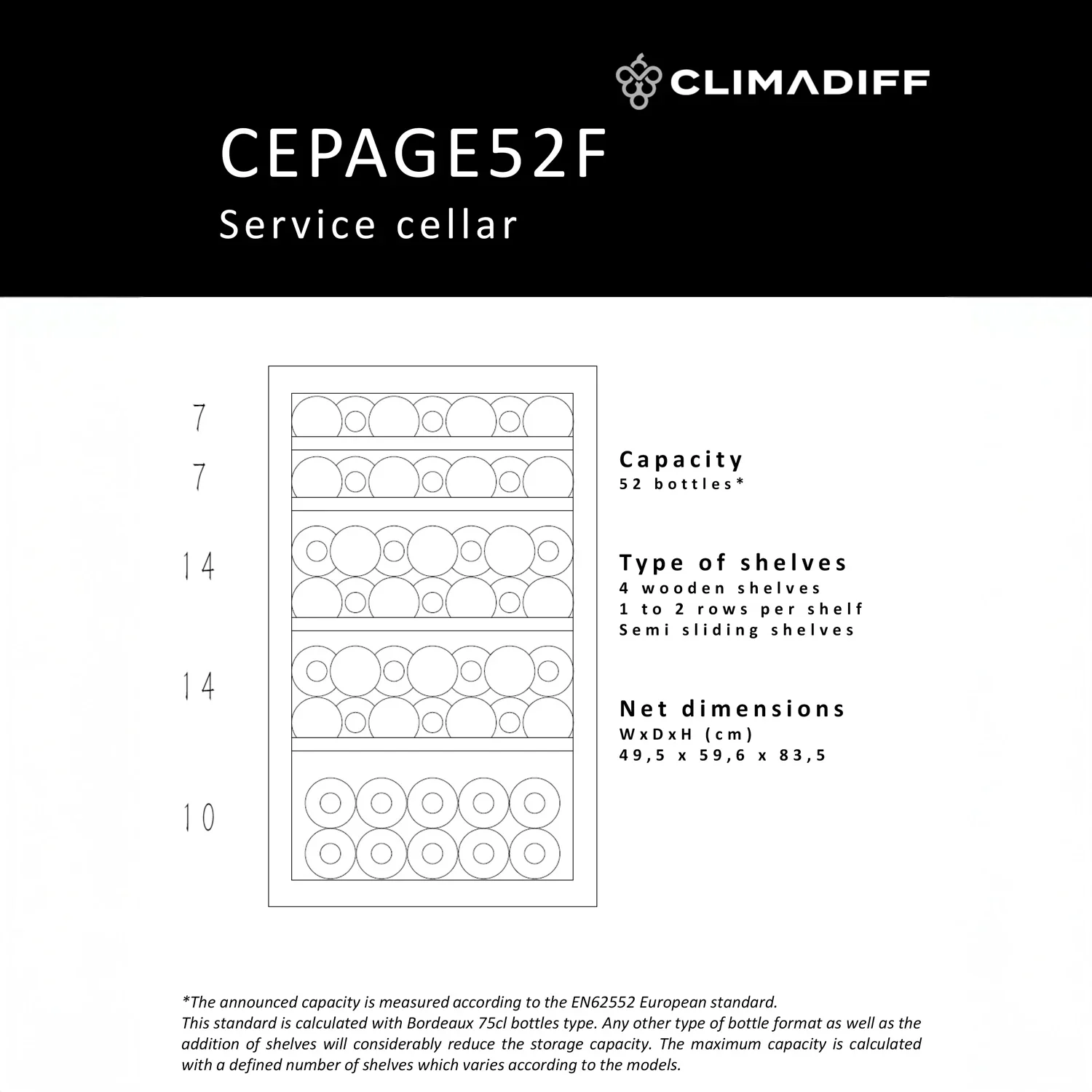 Vinoteca 52 botellas Climadiff CEPAGE52F - Image 10