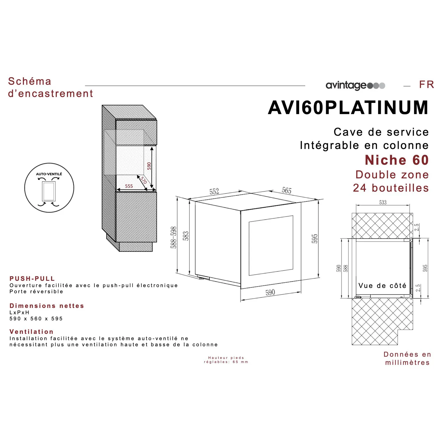 Vinoteca encastrable en columna 24 botellas Avintage AVI60PLATINUM doble zona - Image 12