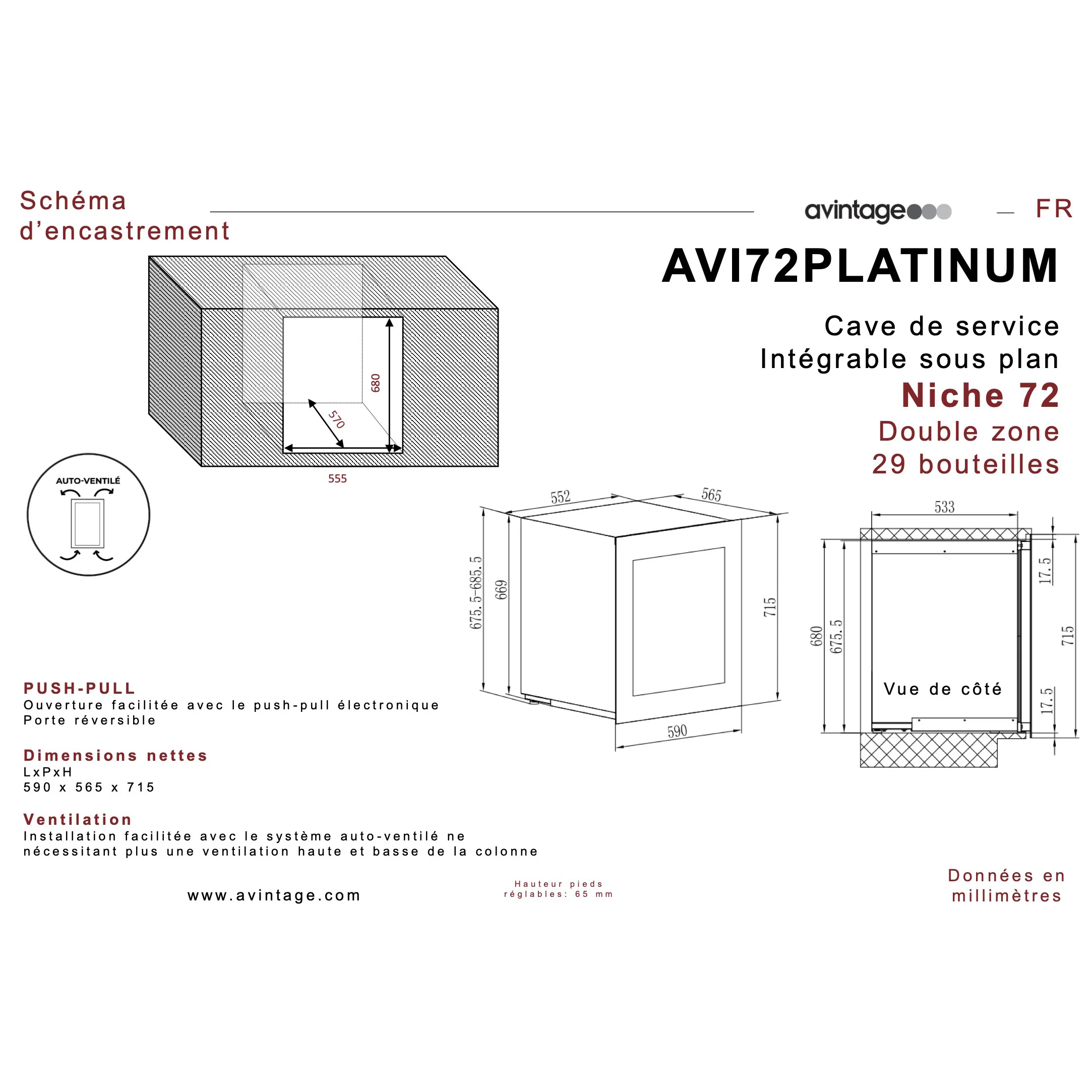 Vinoteca encastrable en columna 29 botellas Avintage AVI72PLATINUM doble zona - Image 12
