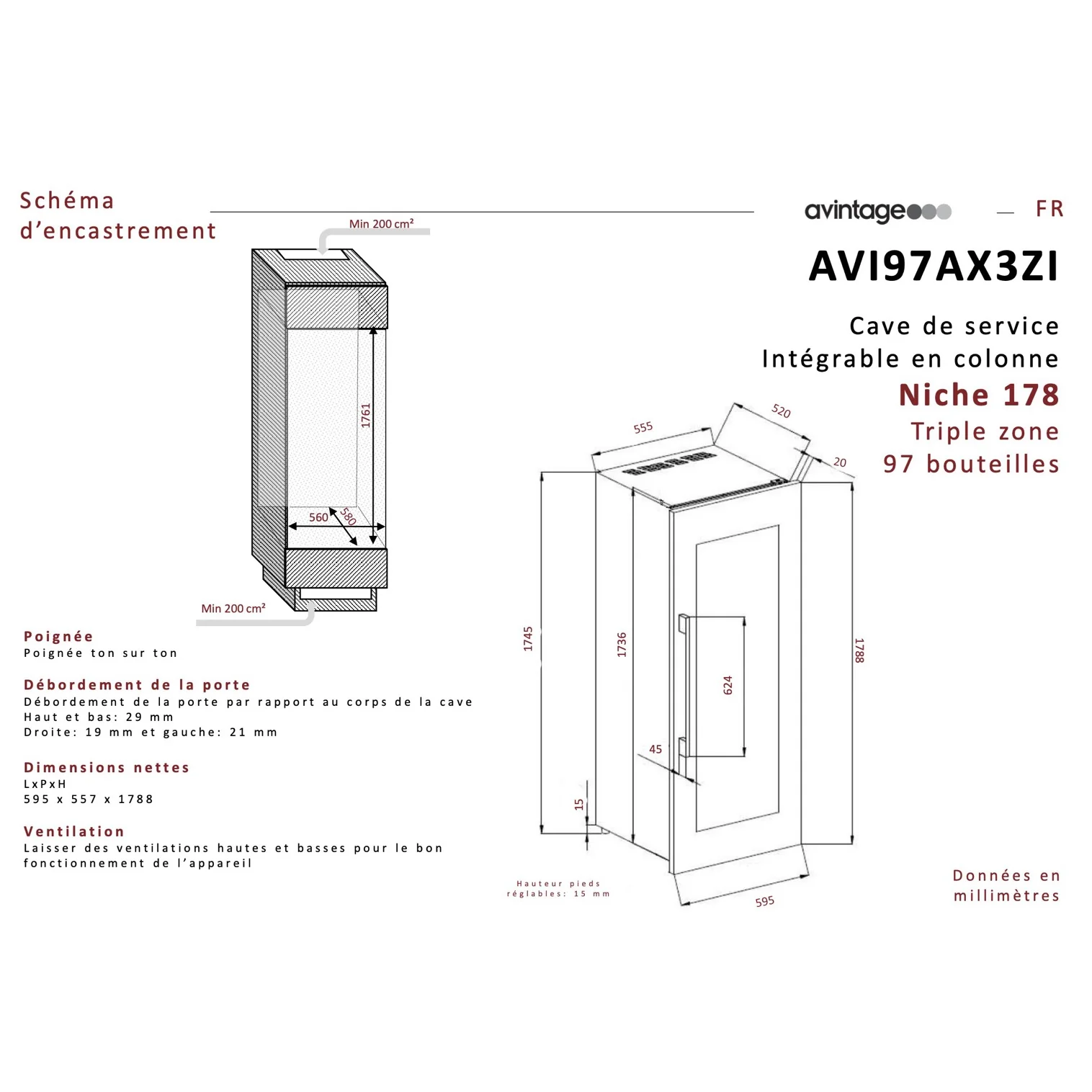 Vinoteca 97 botellas Avintage AVI97AX3ZI Triple zona - Image 9